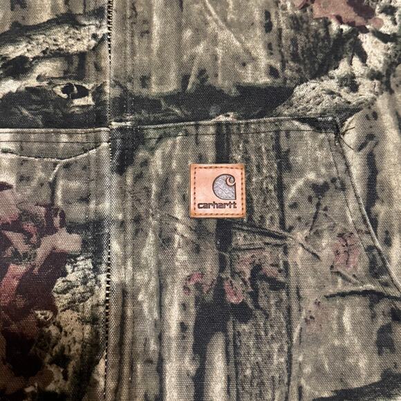 Carhartt Camo Canvas Jacket Size Large Mossy Oak Camouflage Hunting J221 314 - Picture 3 of 8